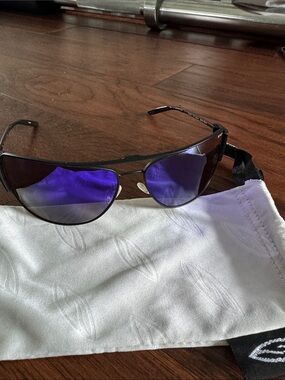 Smith Foley Matte Black Sunglasses Purple Mirrored Lenses w/ Case